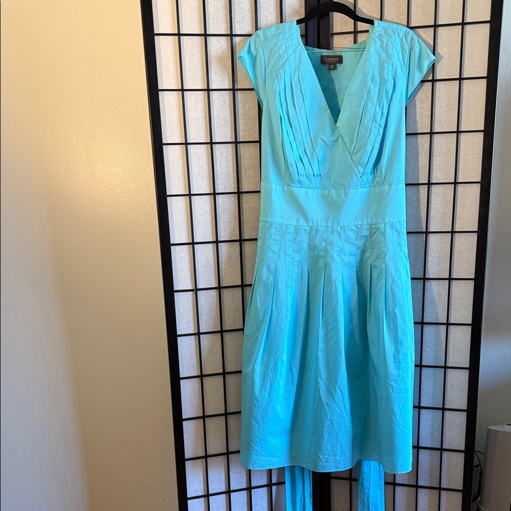 Liz Claiborne Aqua Pleated Midi Dress